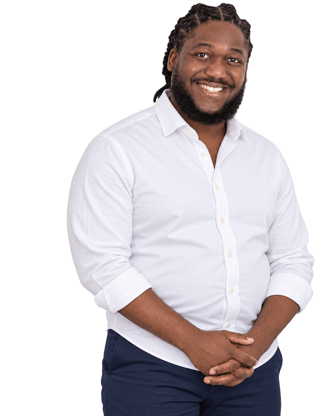 Bernard K. Mensah smiling in a white shirt